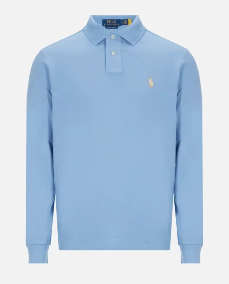 Niebieska bluzka polo Custom Slim Fit
