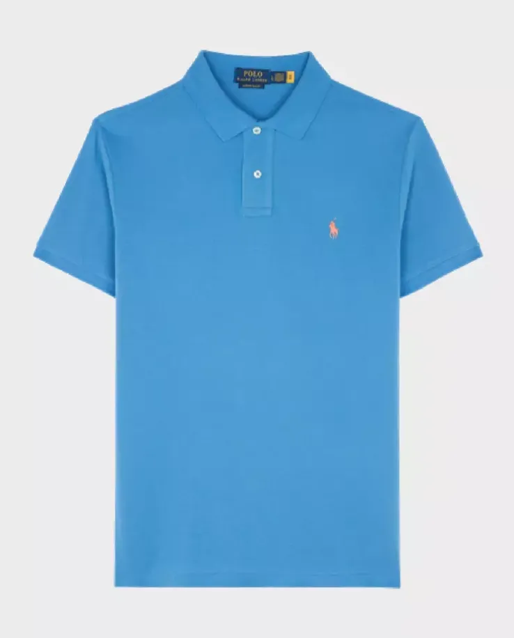 Niebieska koszulka polo Custom Slim Fit