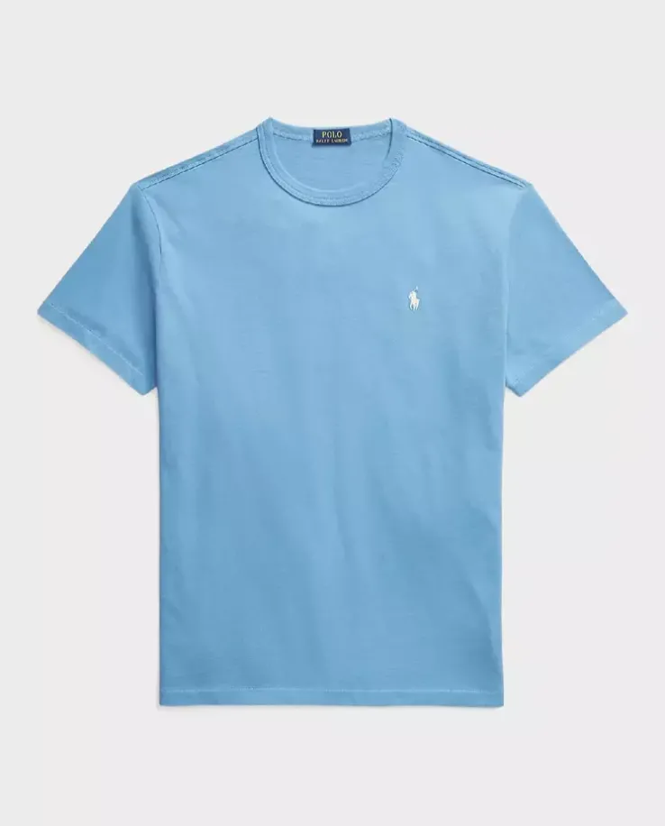 Niebieski bawełniany t-shirt Classic Fit