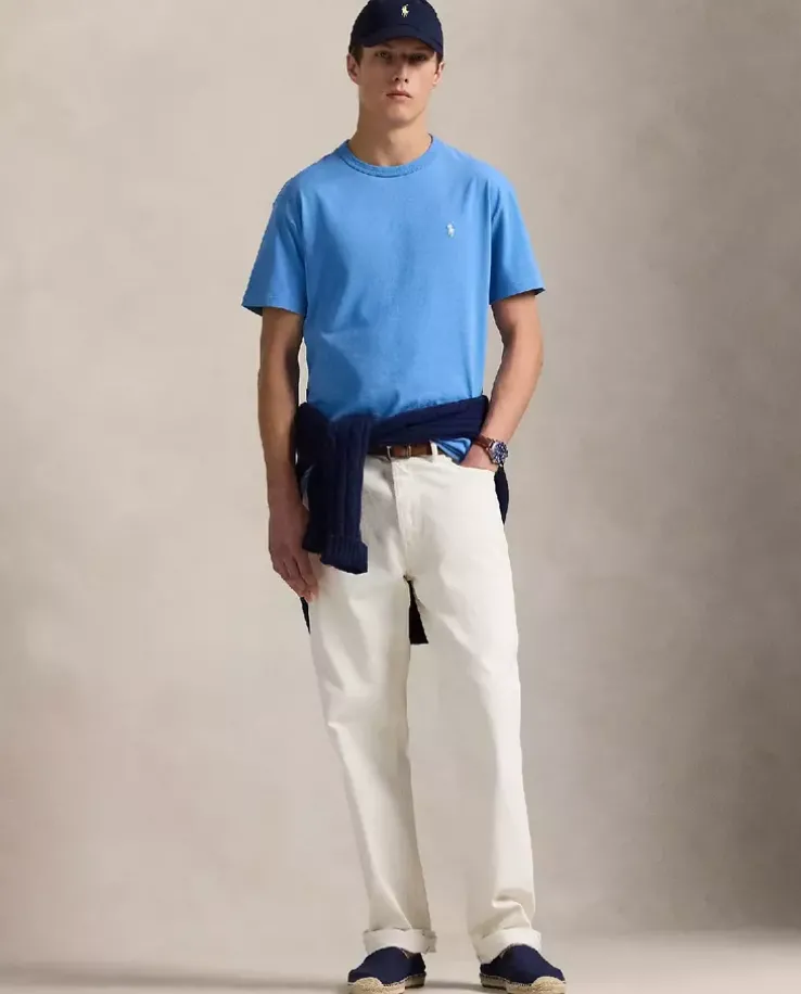 Niebieski bawełniany t-shirt Classic Fit