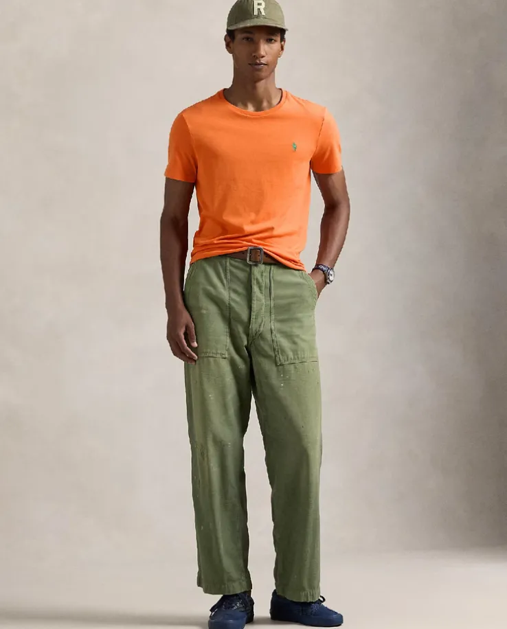 Pomarańczowa bawełniana koszulka Slim Fit