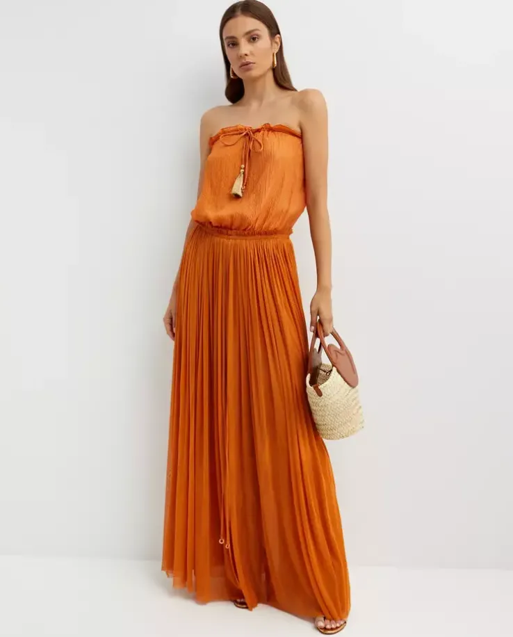 Pomarańczowy strój kąpielowy z jedwabną górą