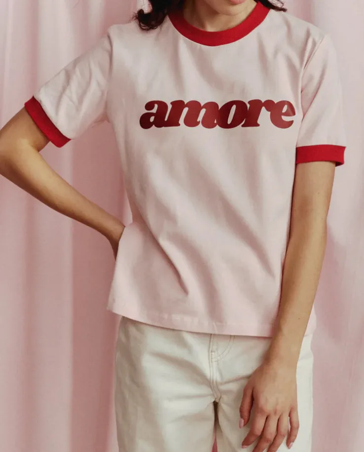 Różowy t-shirt Amore