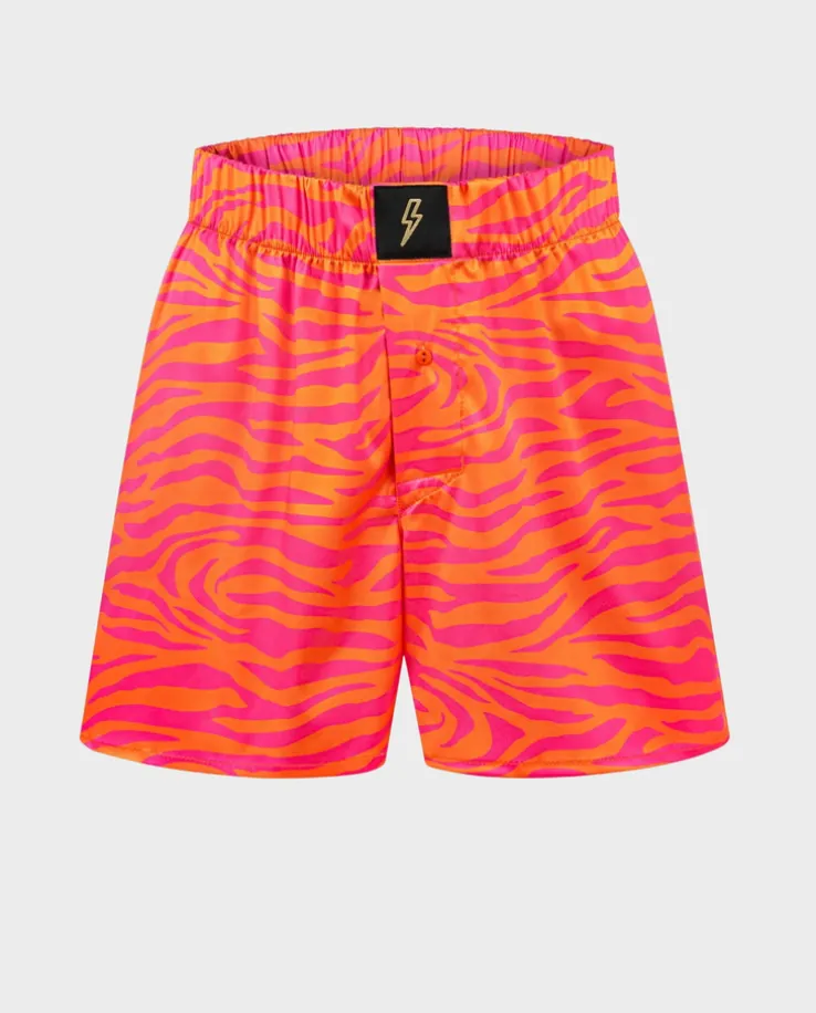 Satynowe boxer shorty z wzorem w zebrę