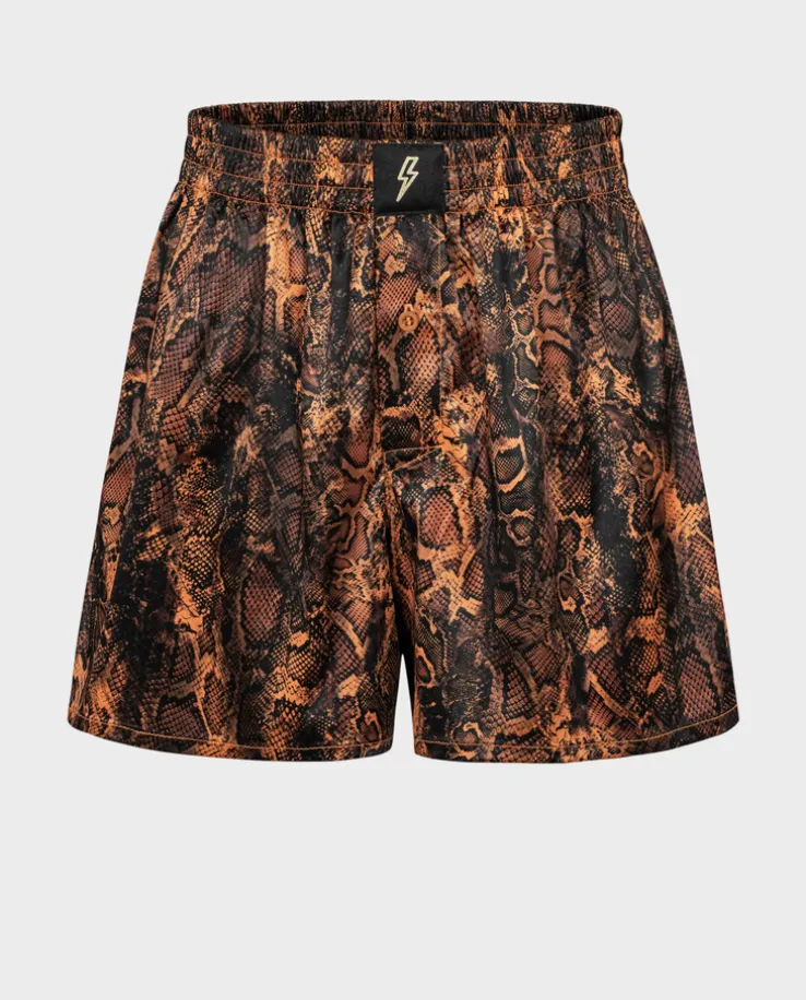 Satynowe boxer shorty ze wzorem skóry węża