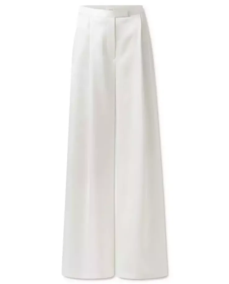 Spodnie z jedwabiu ecru wide leg