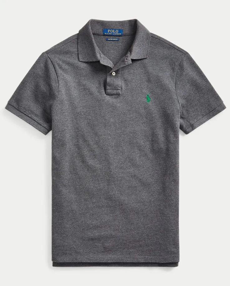 Szara koszulka Polo Custom Slim Fit Mesh