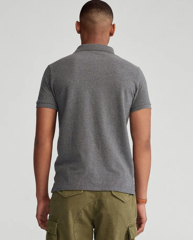Szara koszulka Polo Custom Slim Fit Mesh