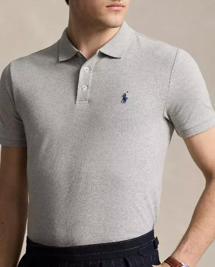Szara koszulka polo Custom Slim Fit