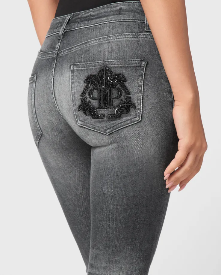 Szare jeansy skinny