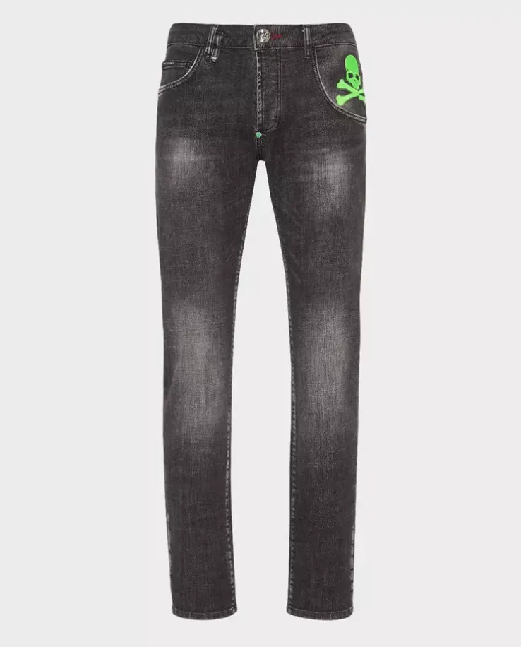 Szaro-czarne jeansy Skull&Bones Super Straight