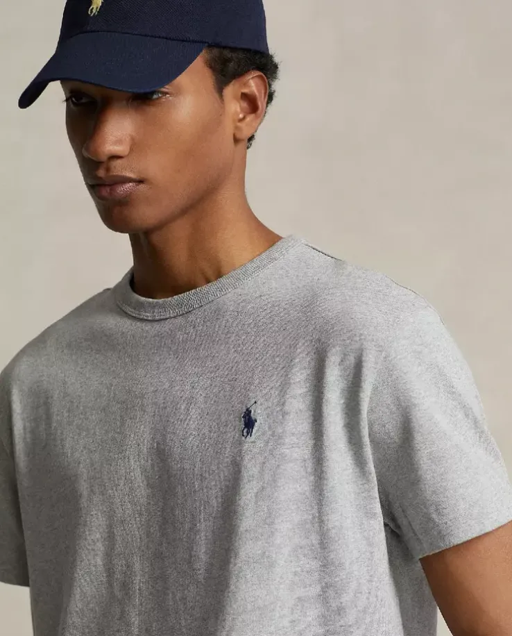 Szary t-shirt Classic Fit z haftowanym logo