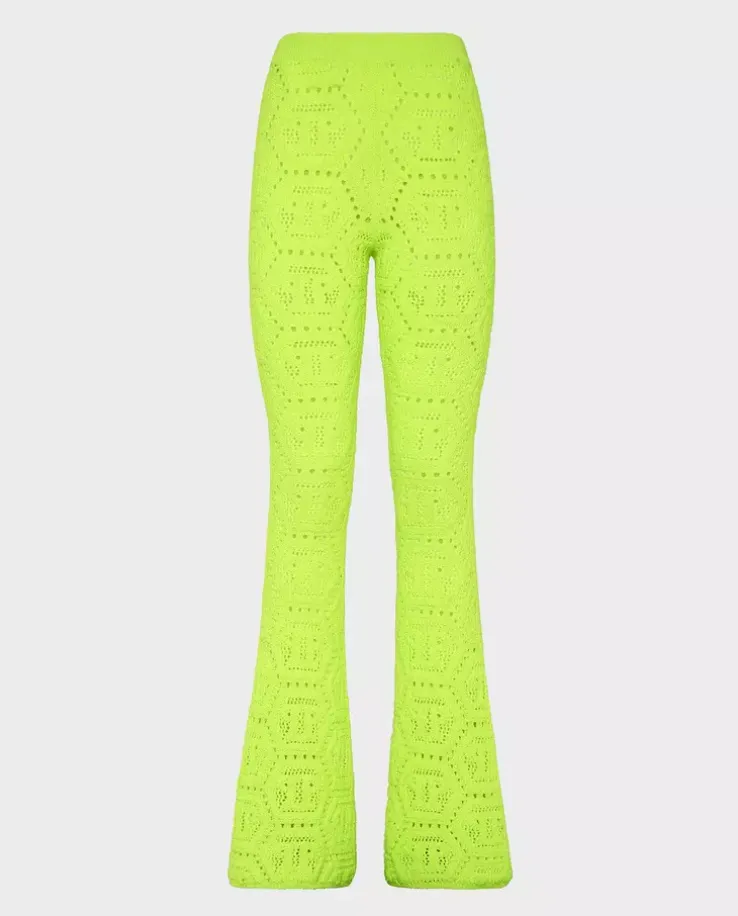 Żółte dzianinowe spodnie Fluo