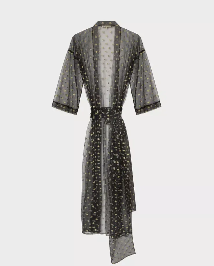 Tiulowe kimono w złote kropki