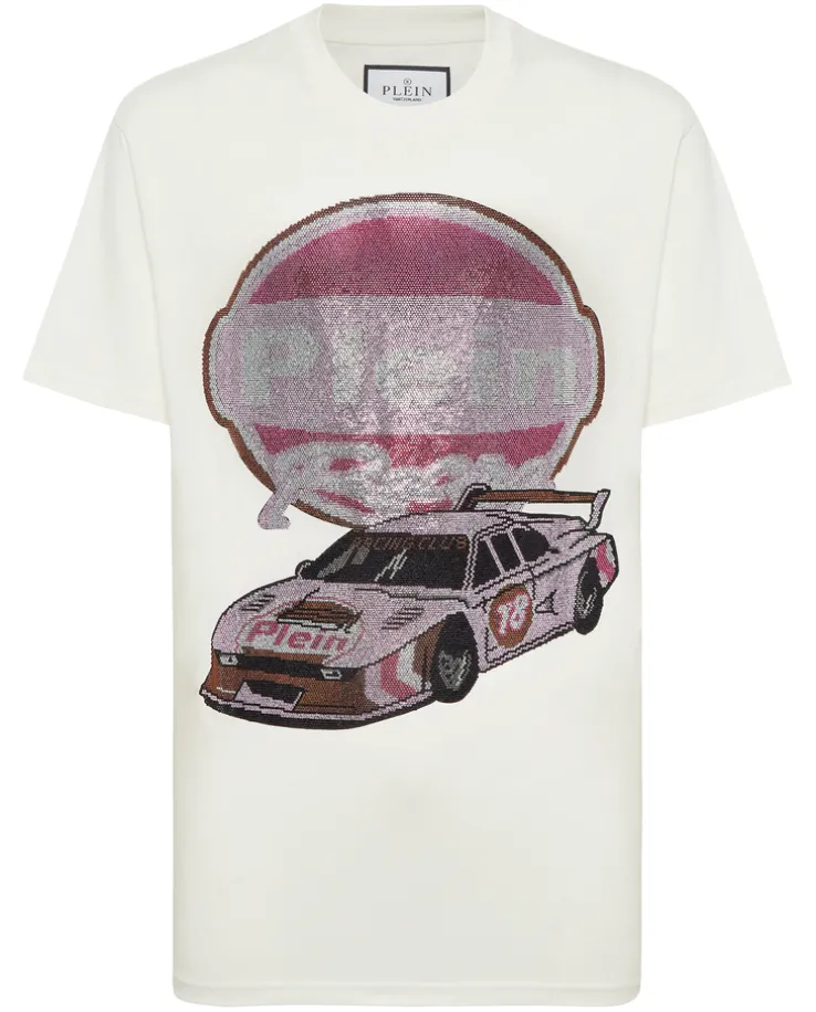 T-shirt z ozdobnym nadrukiem samochodu