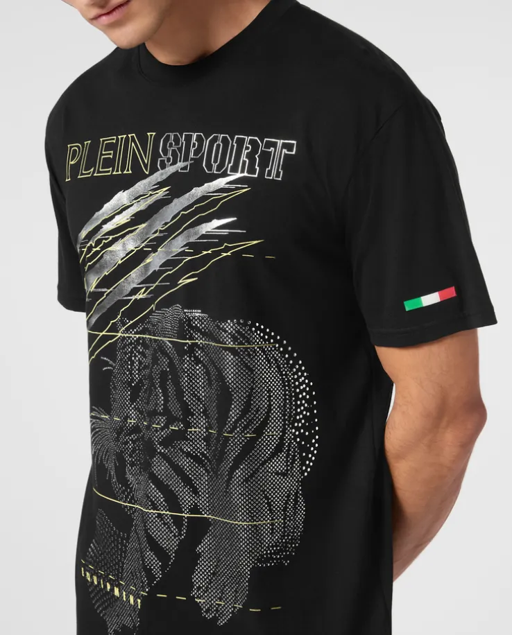 T-shirt ze srebrnym nadrukiem Tiger