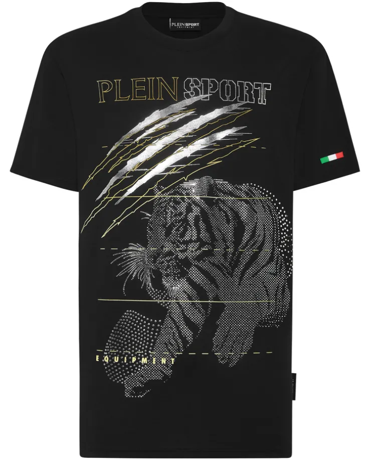 T-shirt ze srebrnym nadrukiem Tiger