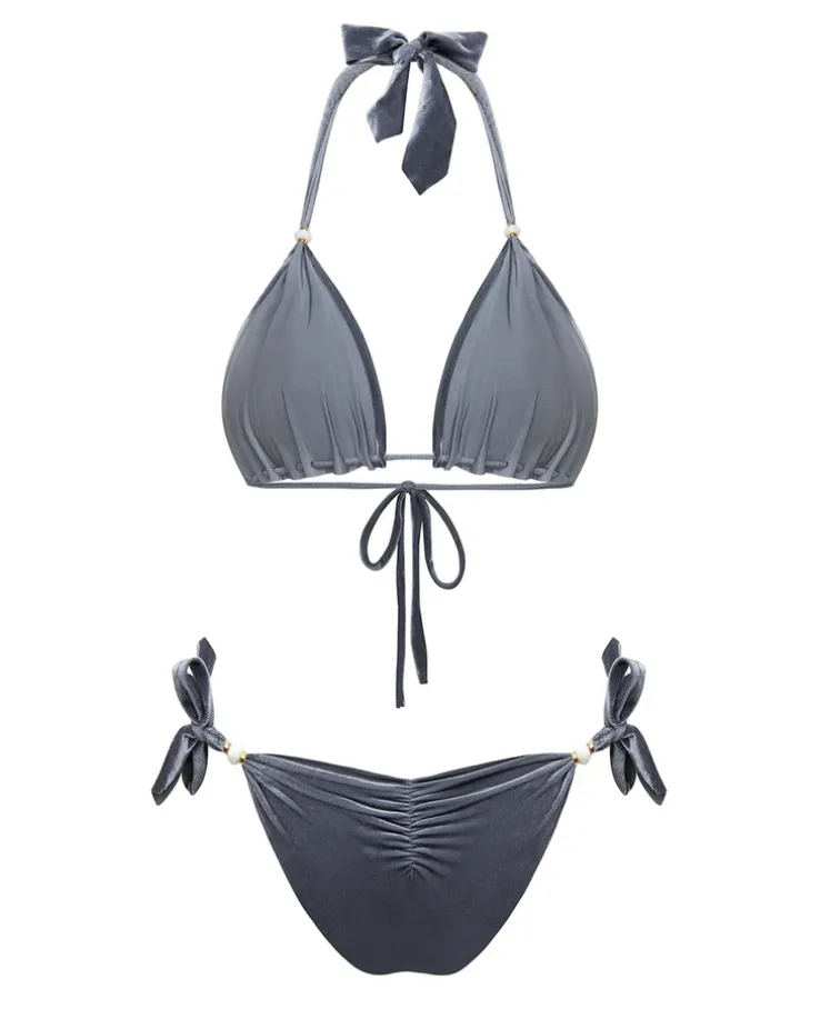 Welurowe bikini Grey Velvet