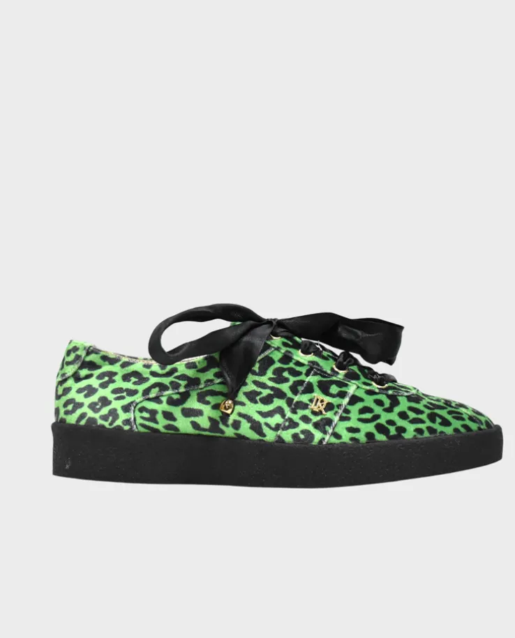 Welurowe sneakersy Green Panther