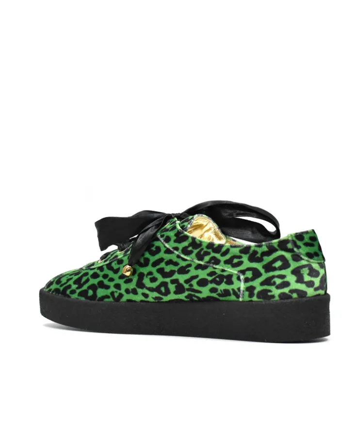Welurowe sneakersy Green Panther