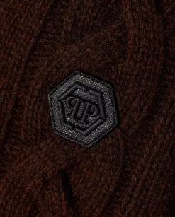 Wełniany brązowy sweter Skull & Bones