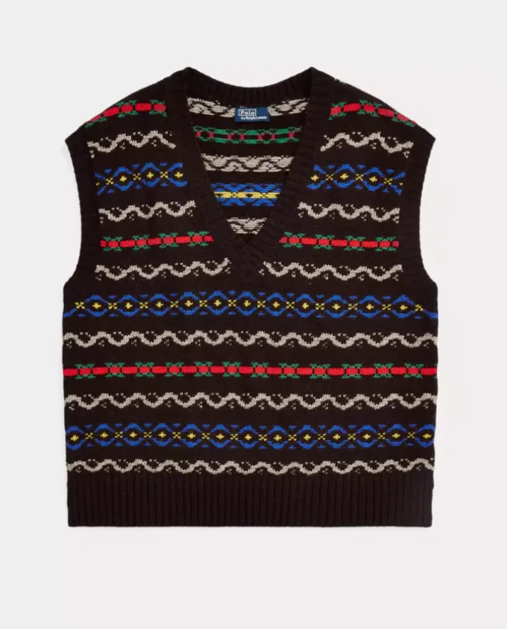 Wełniany sweter bez rękawów Fair Isle