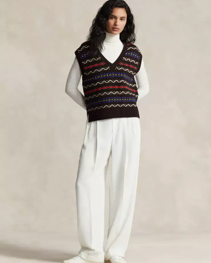 Wełniany sweter bez rękawów Fair Isle