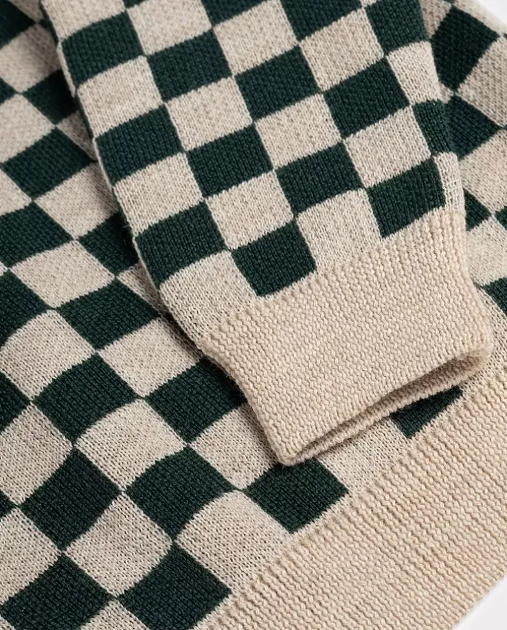 Wełniany sweter w szachownicę