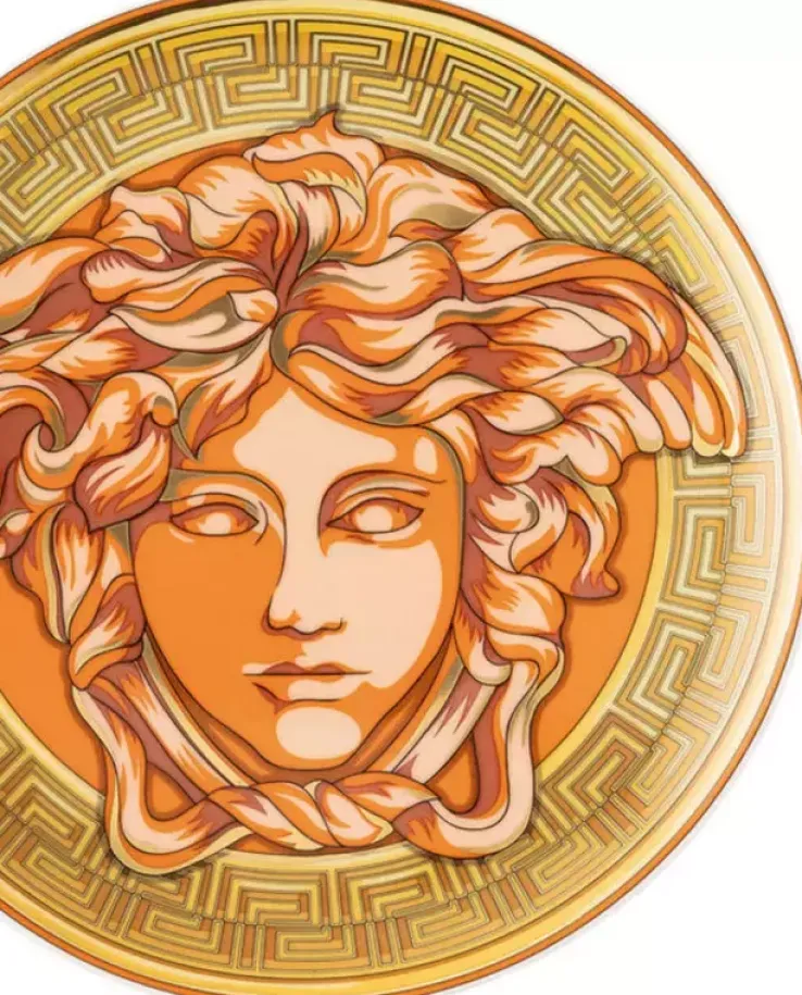 Złoto-pomarańczowy talerz Versace Orange Coin