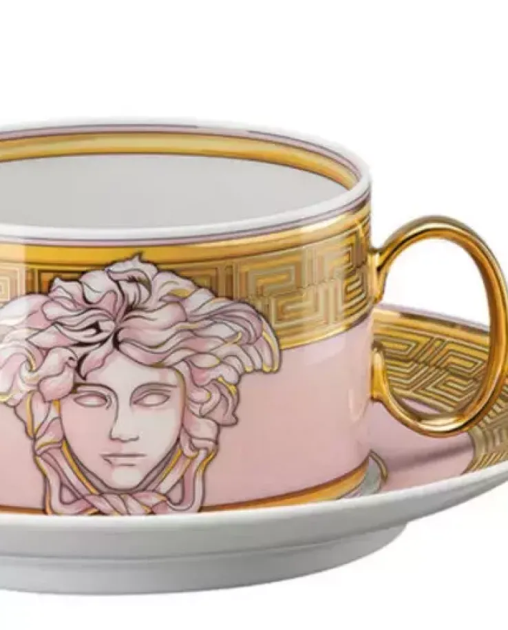Złoto-różowa filiżanka do herbaty Pink Coin